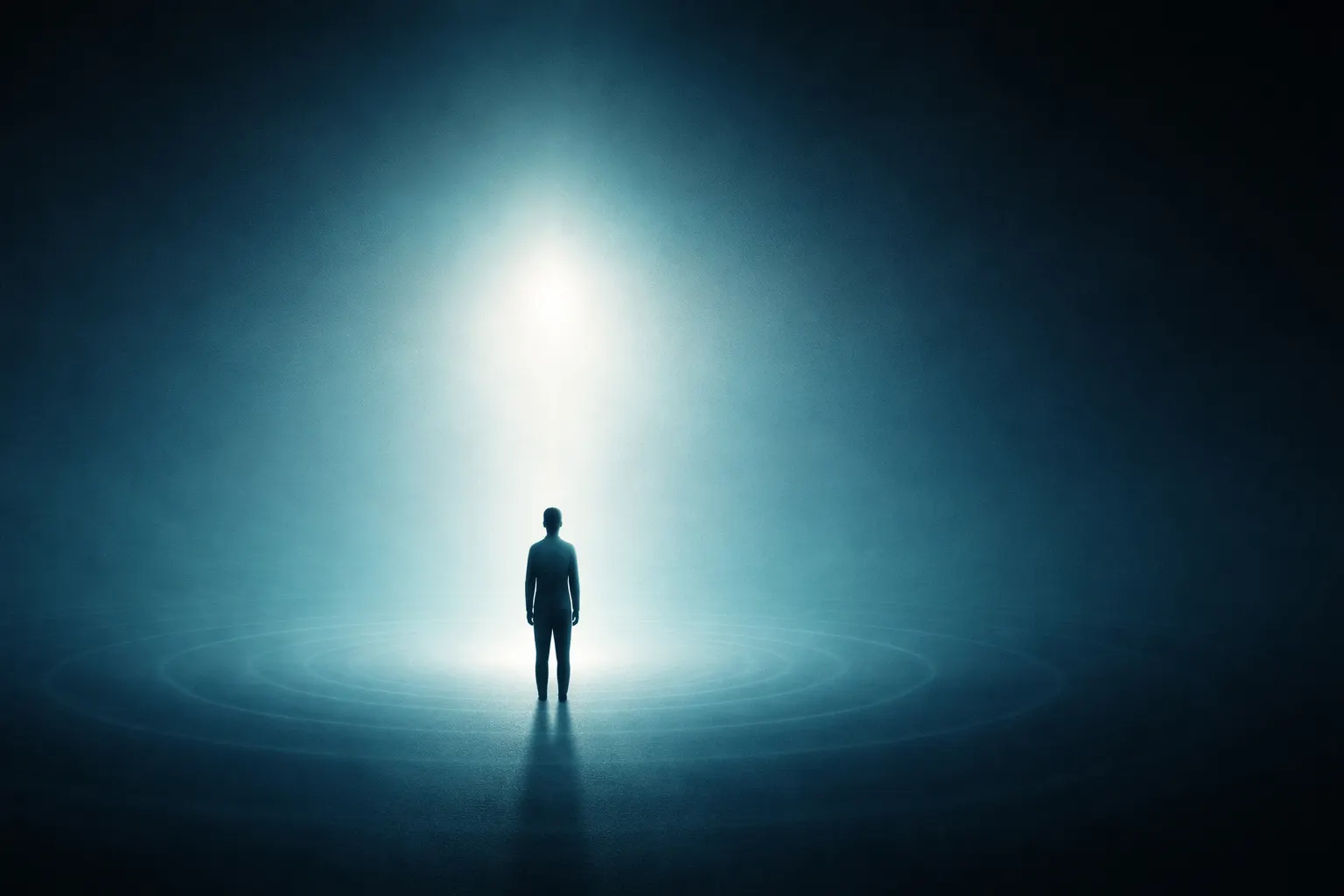 Silhouette eines Menschen im Licht — Symbol für Coaching und Transformation