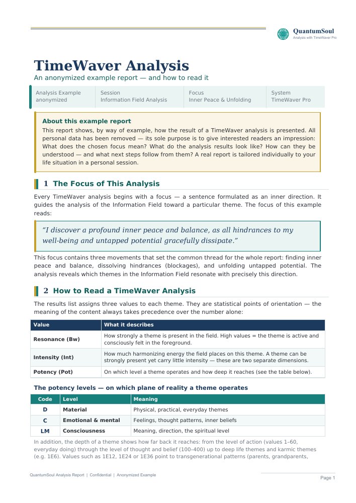 Original first page of the QuantumSoul sample report